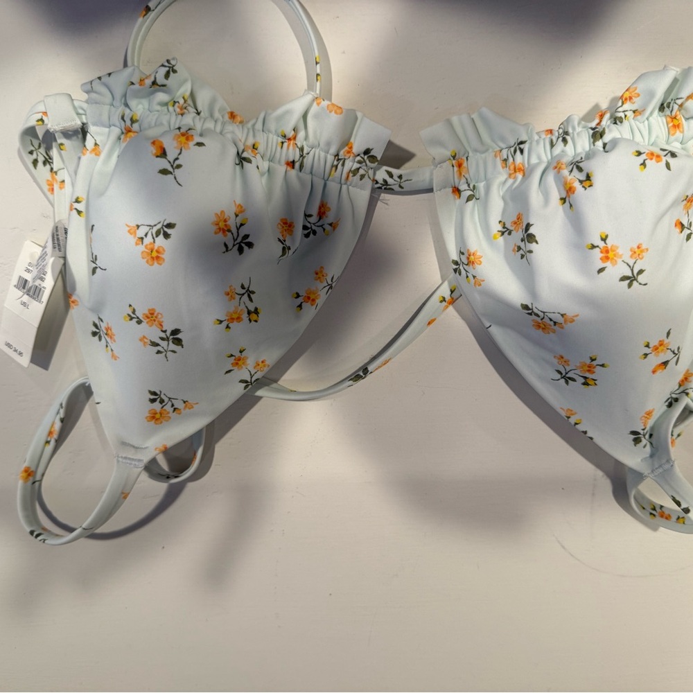Aerie Light Blue Floral Bikini Top